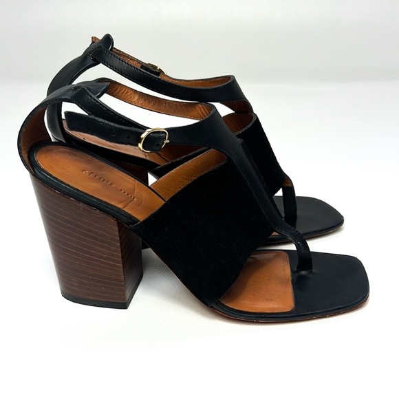 Celine Crosta Black Calf 35.5 T Strap Sandals Original - Picture 3 of 9